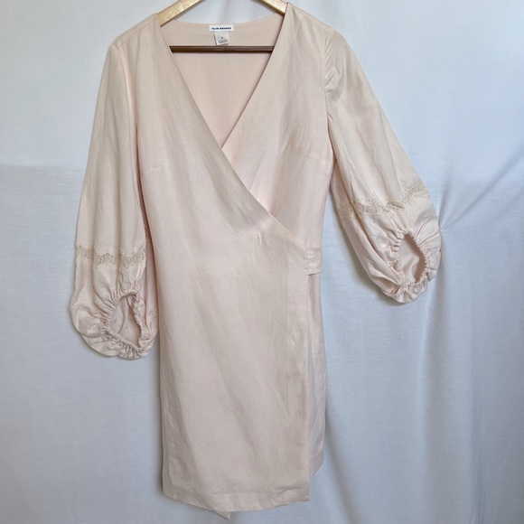 Club Monaco Light Pink Linen Blend Wrap Around Dress.  Size 8 - Picture 1 of 16